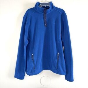 L.L. Bean Men's Fleece 1/4 Snap Pullover XL TALL Blue Sweater W/ Pockets